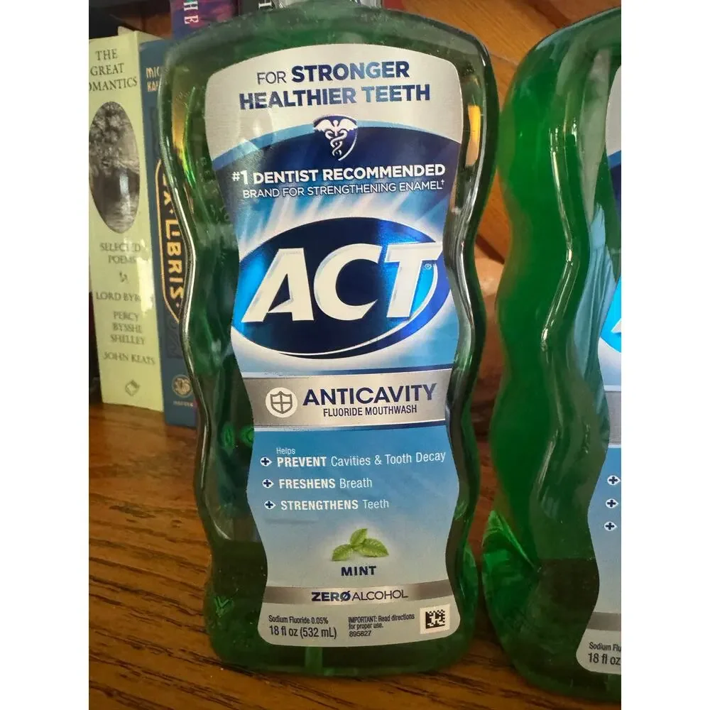 NEW ACT Anticavity Fluoride Mouthwash Alcohol Free 18 oz Lot of 2 (Retail $11)